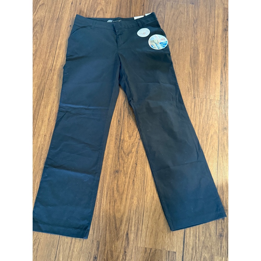 Dickies NWT Relaxed Fit Straight Leg Black Stretch Work Pants Womens 10R